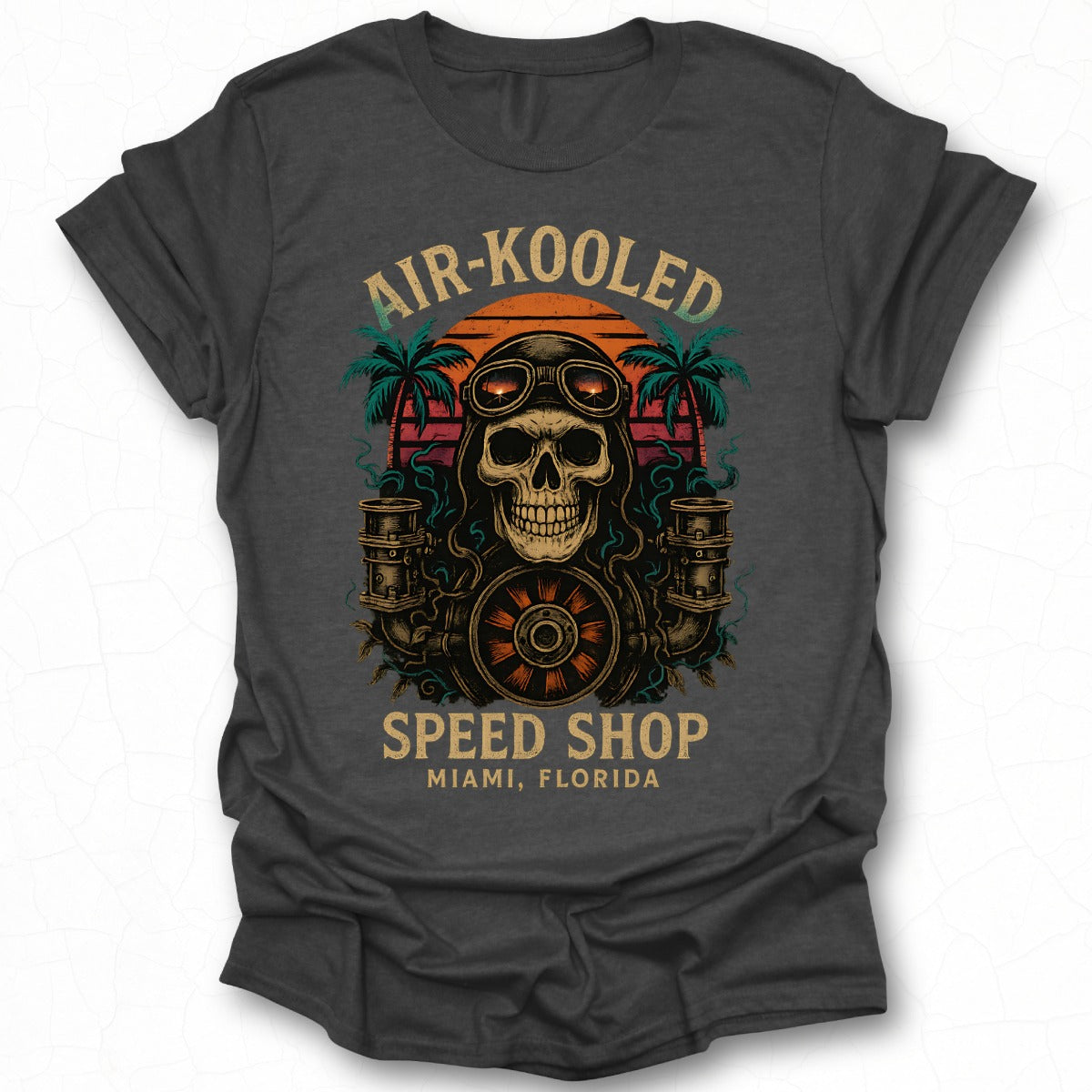 Air-Kooled Speed Shop Miami Florida Skull T-Shirt