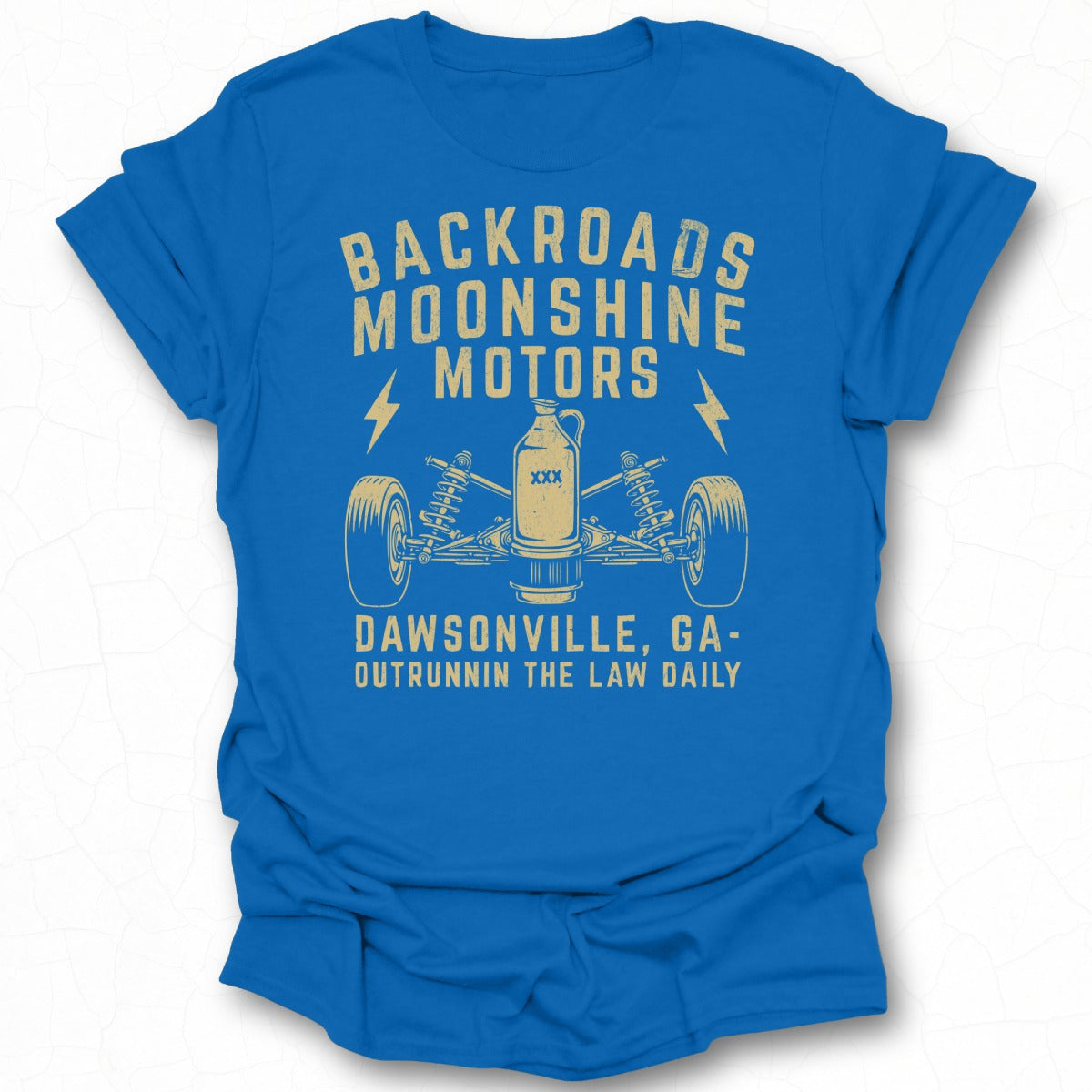 Backroads Moonshine Motors Outrun The Law Shirt