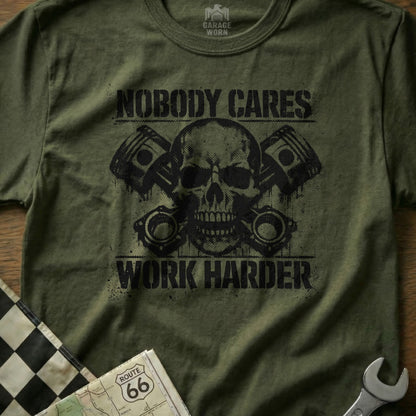 Nobody Cares Work Harder Skull Graphic T-Shirt