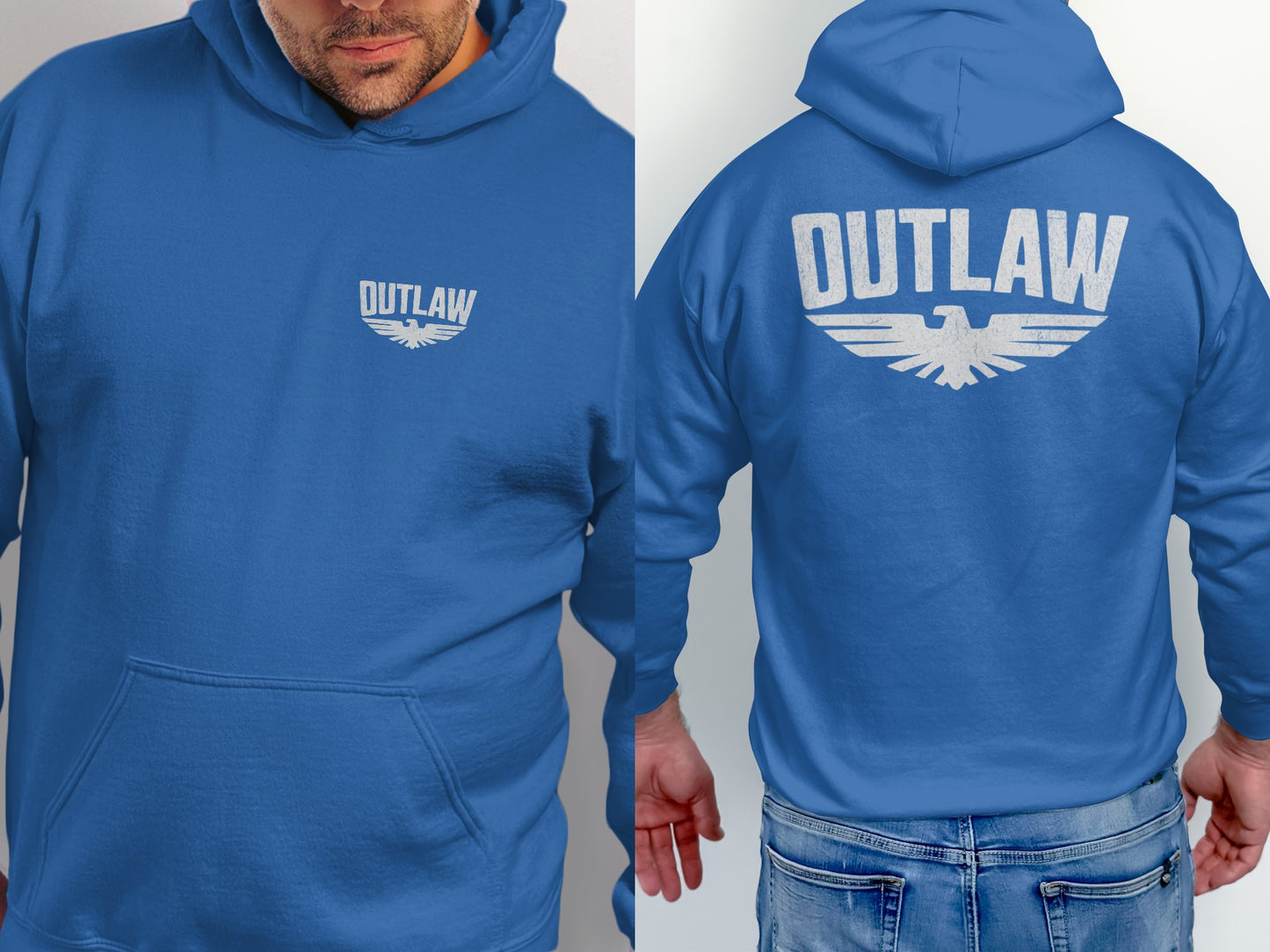 Outlaw Hoodie with Eagle Print Hooded Sweatshirt Product