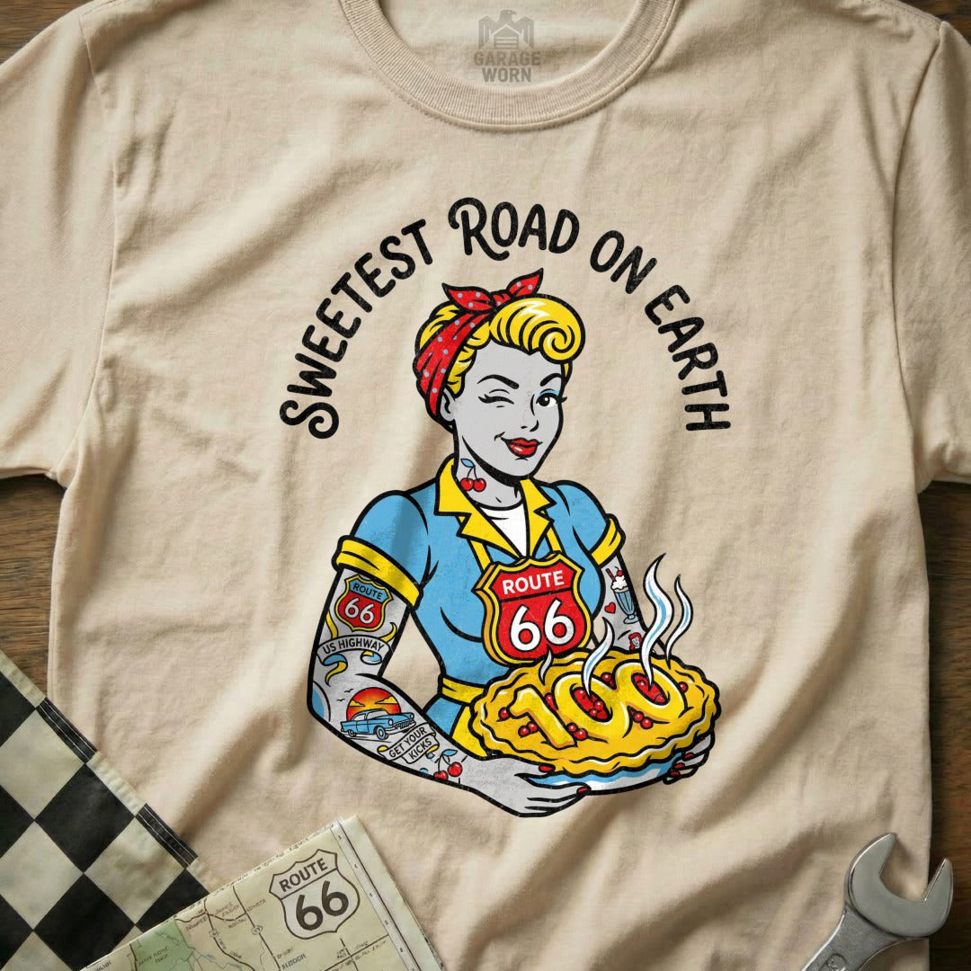 Sweetest Road On Earth Route 66 Pinup Woman Pie product type