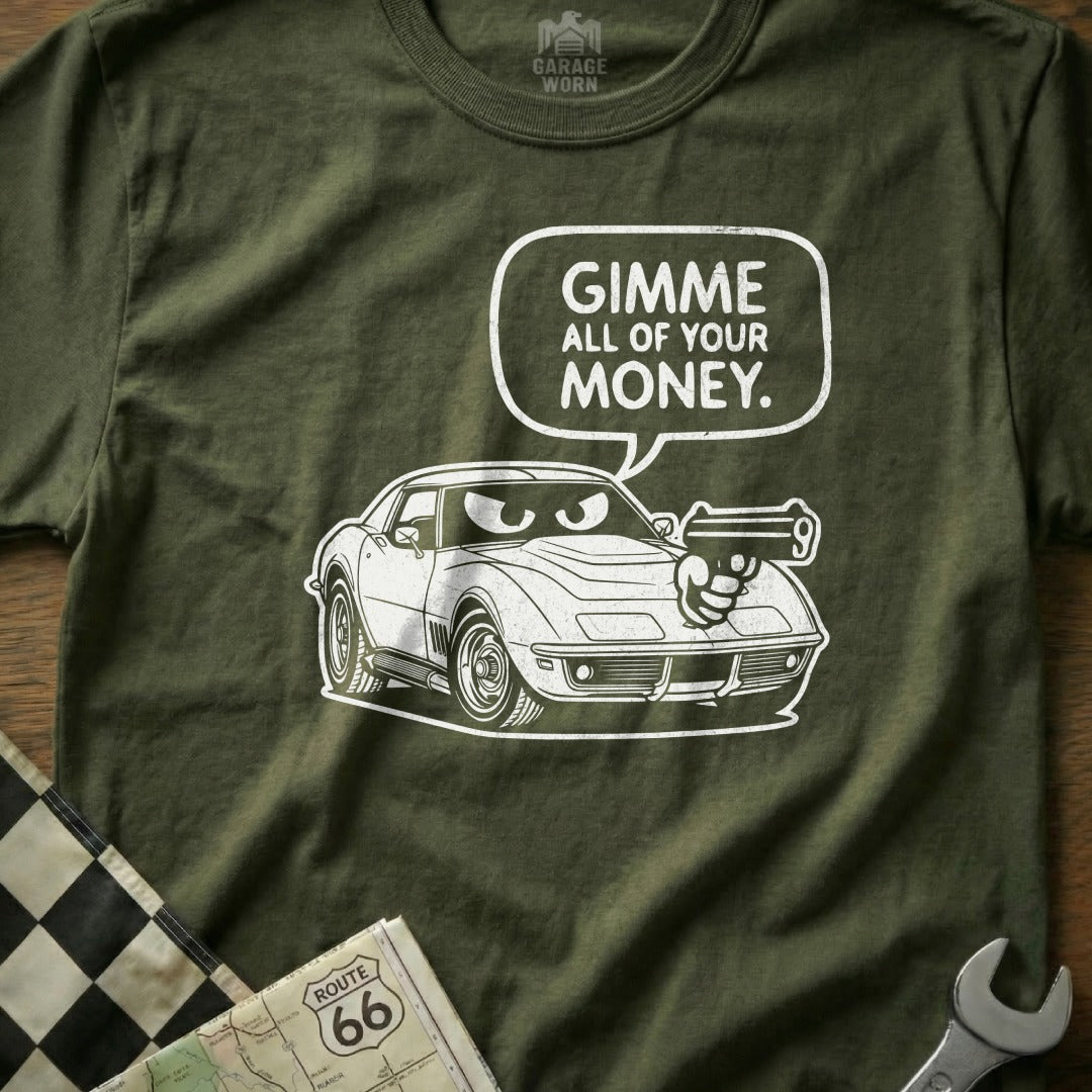 Classic Car Angry Gun GIMME ALL OF YOUR MONEY product type