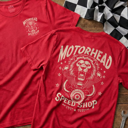 Motorhead Speed Shop Detroit Michigan Lion T-shirt
