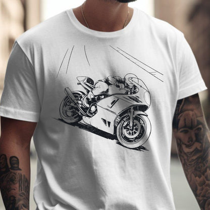 Retro Motorbike Rider Art Printed White T-shirt product