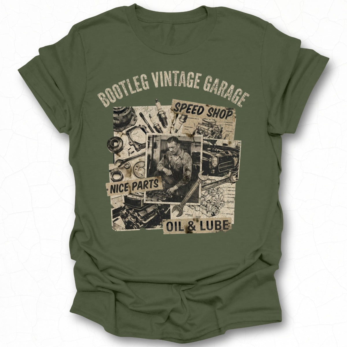 Bootleg Vintage Garage Speed Shop Graphic T-Shirt