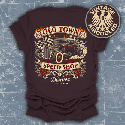 Old Town Speed Shop Denver Classic Car Graphic Tee