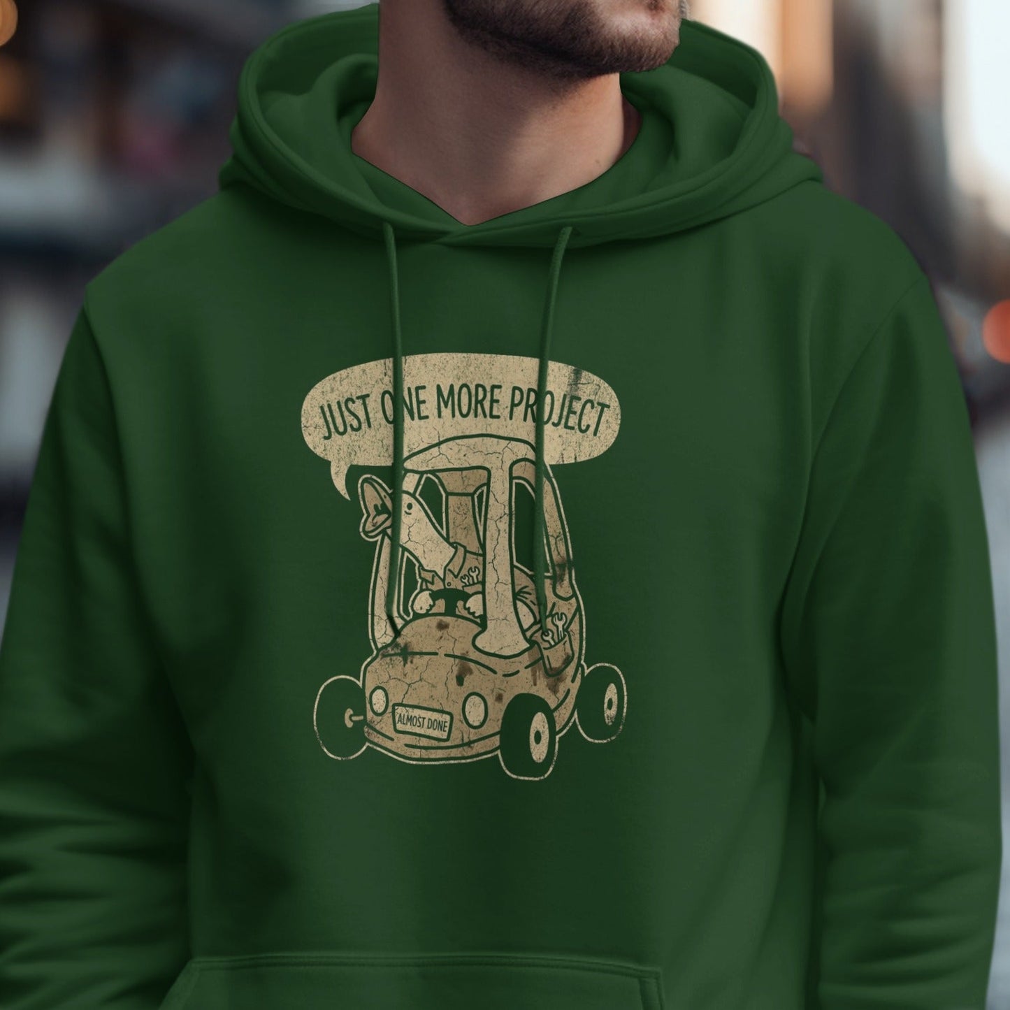 Just One More Project Printed Green Hoodie