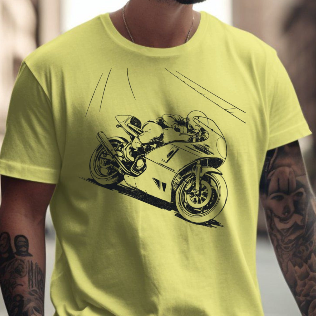 Rider Illustration Graphic Yellow T-Shirt product