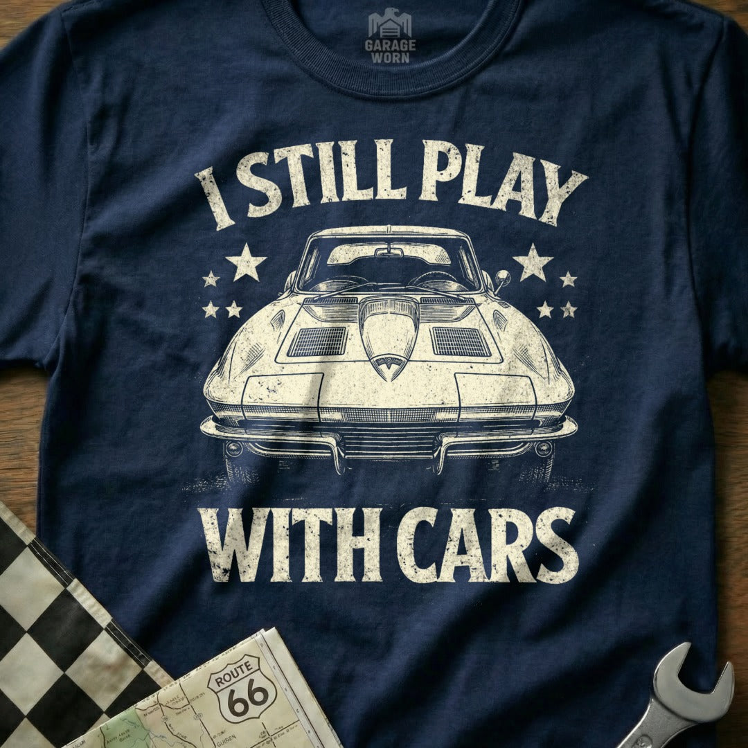 I Still Play With Cars Vintage Style Graphic T-shirt