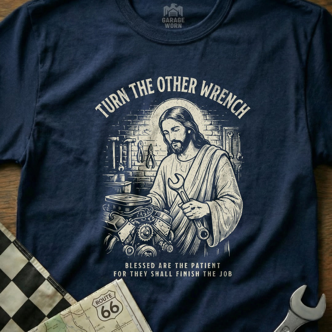 Turn The Other Wrench Jesus Mechanic Garage Worn product type