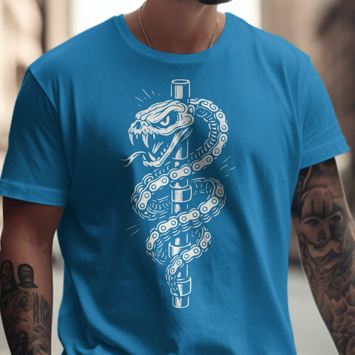 Bold Snake and Chain Design on Stylish T-shirt product