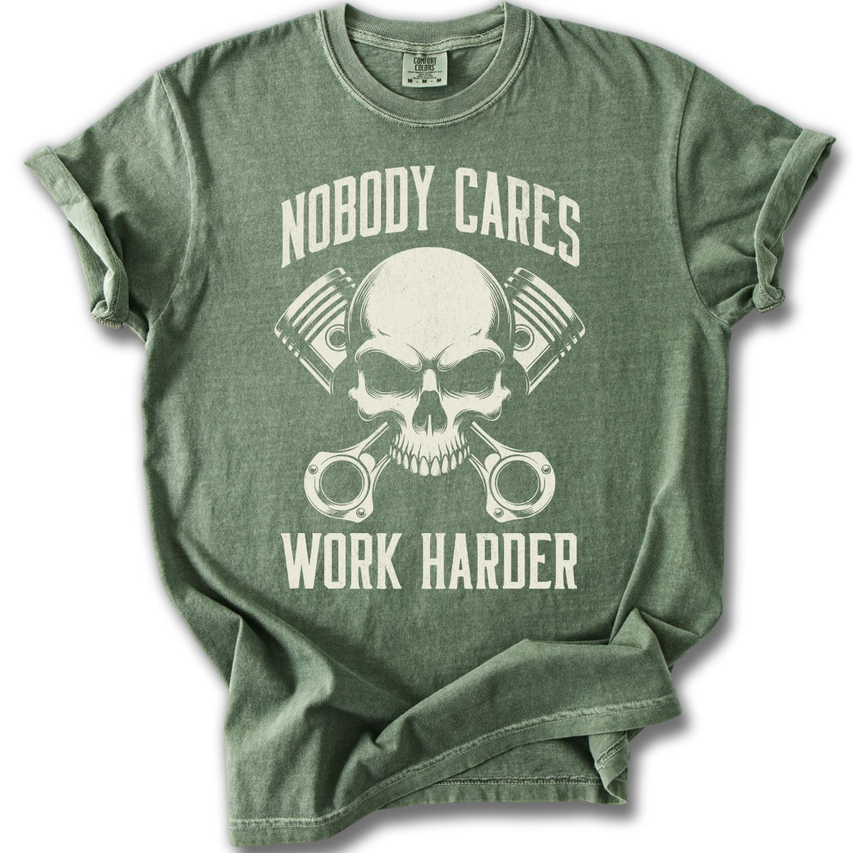 Nobody Cares Work Harder Skull Graphic T-Shirt