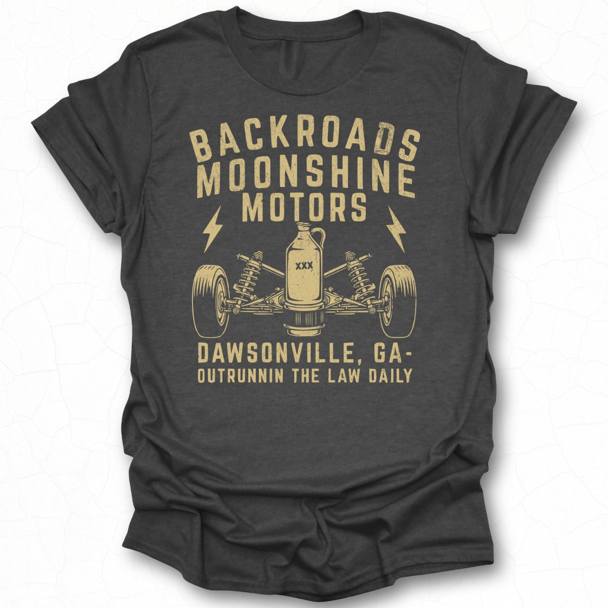 Backroads Moonshine Motors Graphic T-Shirt