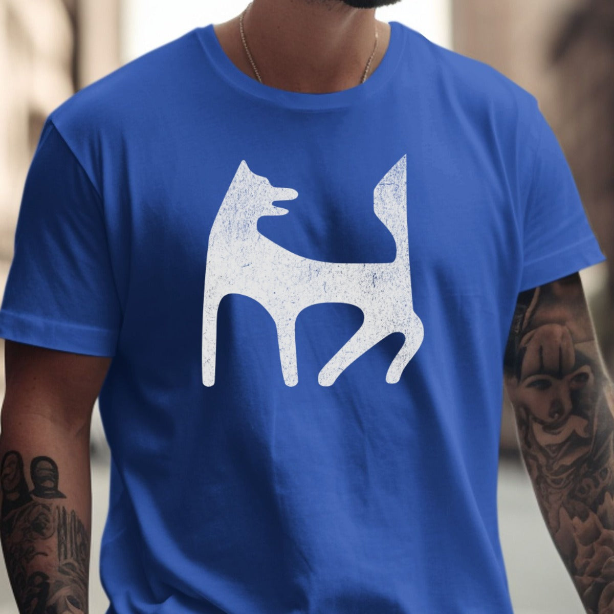 Bold Blue Shirt with Abstract Animal Design product