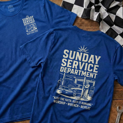 Sunday Service Department Worship Wrench Repeat T-Shirt
