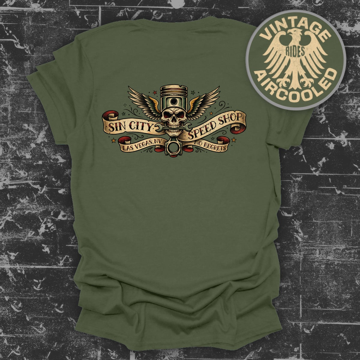 Sin City Speed Shop Las Vegas No Regrets T-shirt