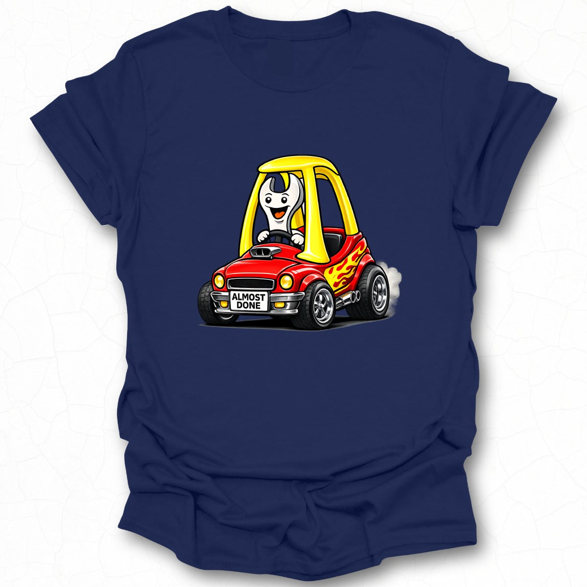 Almost Done Car Cartoon Graphic T-shirt for Adults