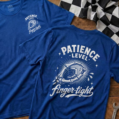 Two royal blue t-shirts, one with a chest graphic, featuring skeleton hand and text.