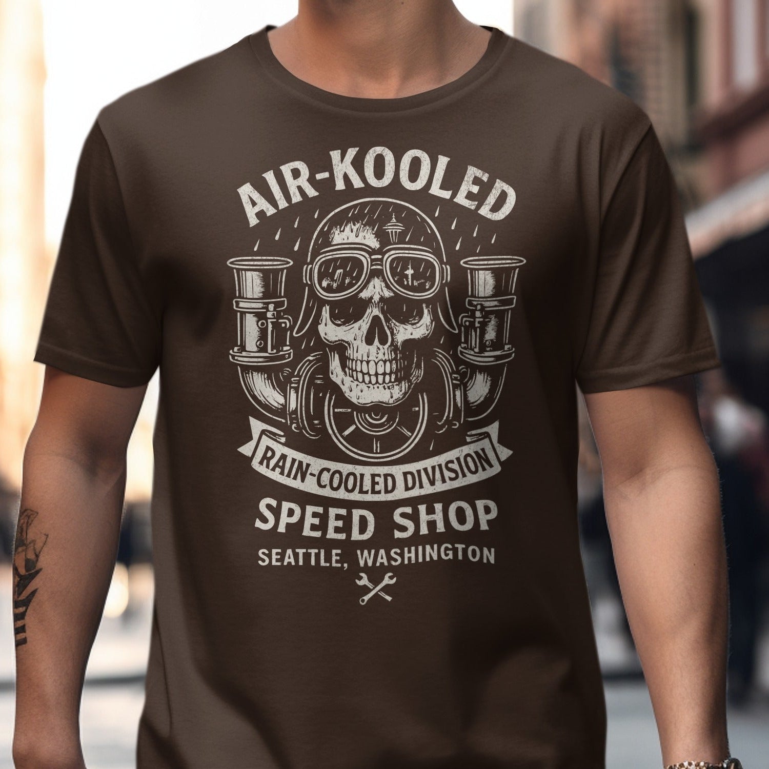 Air-Kooled Speed Shop Skull Graphic Tee Shirt product