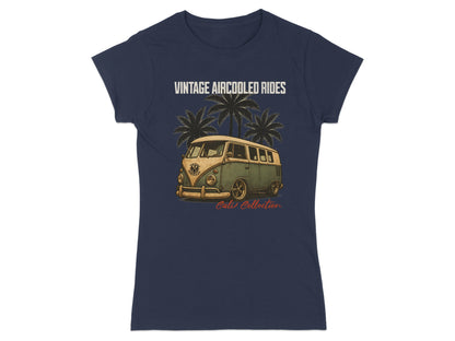 T-shirt with vintage van, palm trees, and text "Vintage Aircooled Rides Cali Collection".