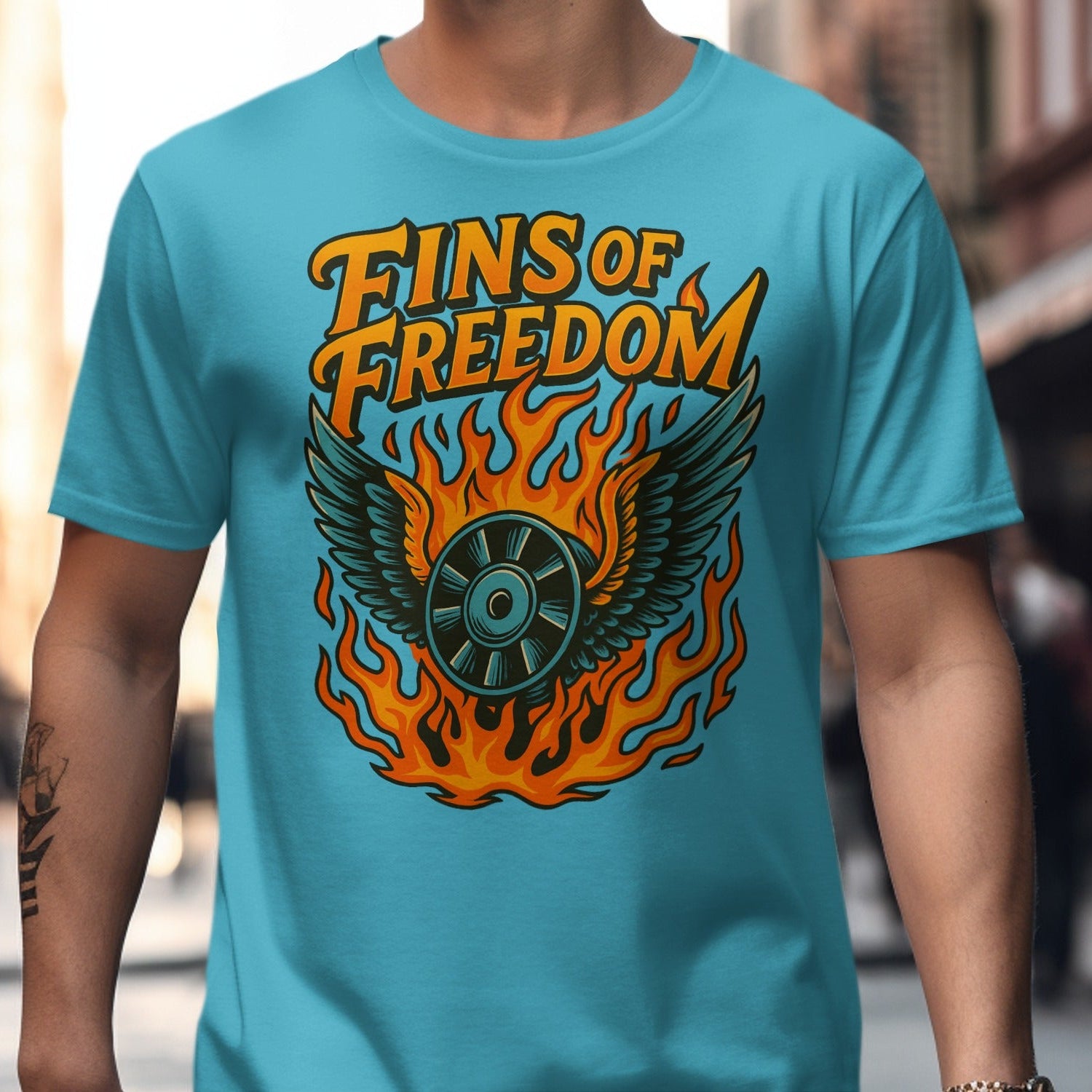Fins of Freedom Graphic Teal Men's T-Shirt product