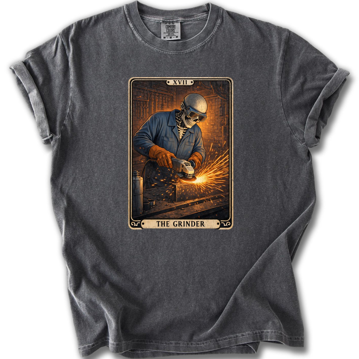 The Grinder Graphic Tee with Industrial Artwork