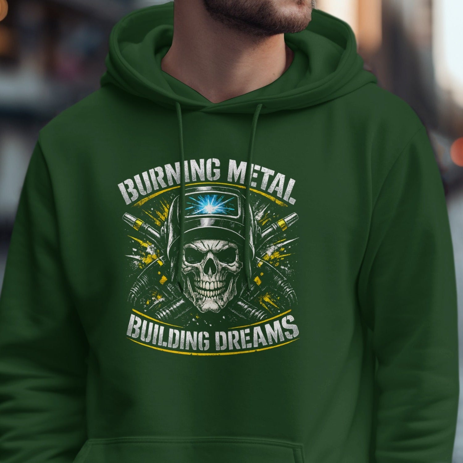 Burning Metal Building Dreams Graphic Hoodie