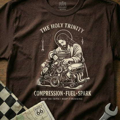 THE HOLY TRINITY Keep The Faith Keep It Running product type
Jesus
Holy Trinity
Mechanic
Engine
Automotive
Car Enthusiast
Auto Repair
Religious Humor
Christian Mechanic
Compression Fuel Spark
Keep The Faith
Keep It Running
Hot Rod
Classic Car
Garage Worn
Route 66
Vintage Car
Car Lover
Engine Repair
Funny Jesus
