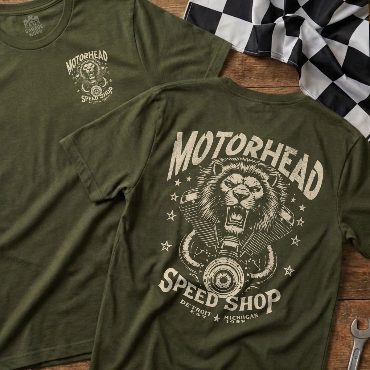 Motorhead Speed Shop Detroit Michigan Graphic T-shirt