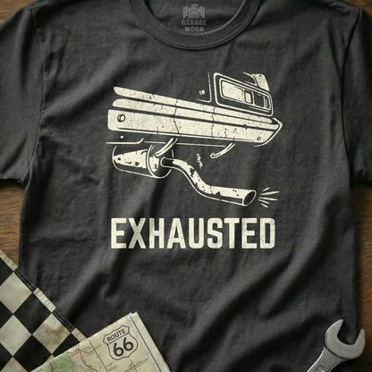 Exhausted Car Mechanic Graphic T-Shirt