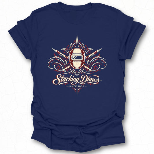 Stacking Dimes Welding Design T-Shirt