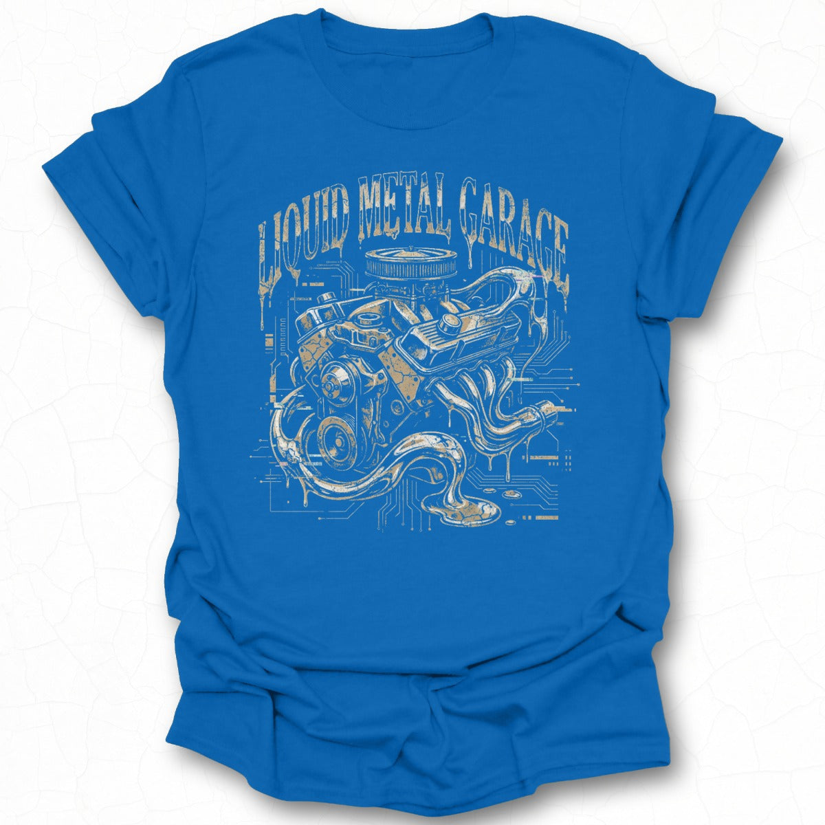 Liquid Metal Garage T-Shirt with Engine Design