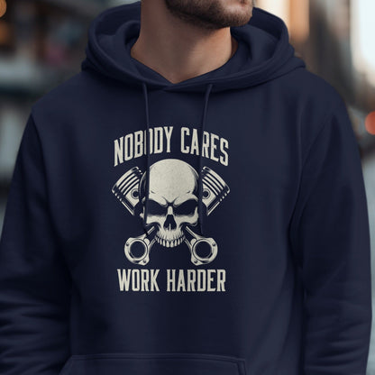 Nobody Cares Work Harder Skull Graphic Hoodie