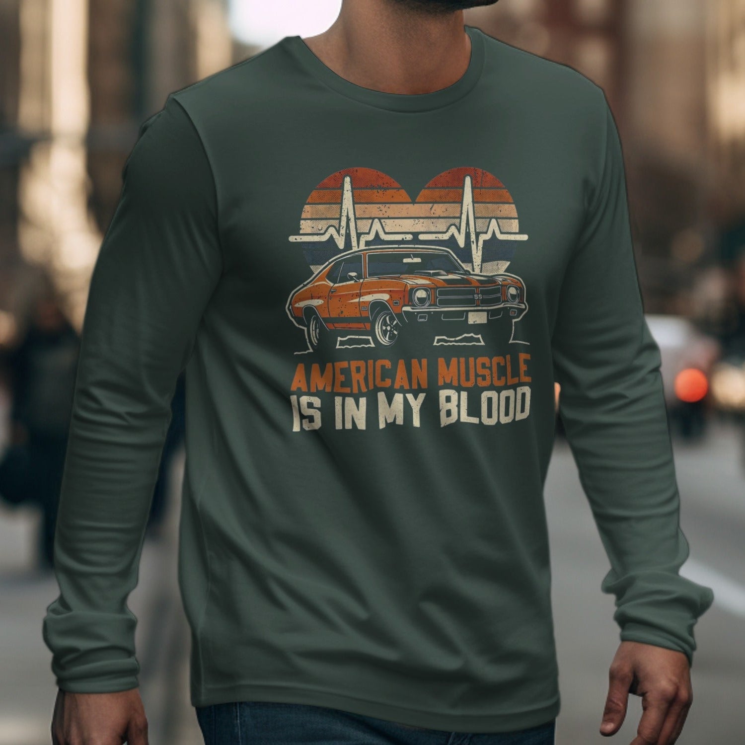American Muscle Is In My Blood Long Sleeve Shirt