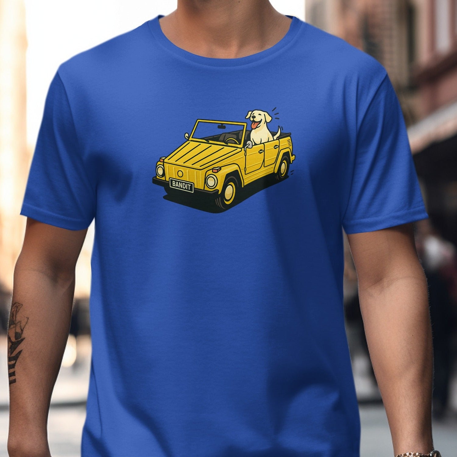 Dog Driving Yellow Car Graphic T-Shirt product