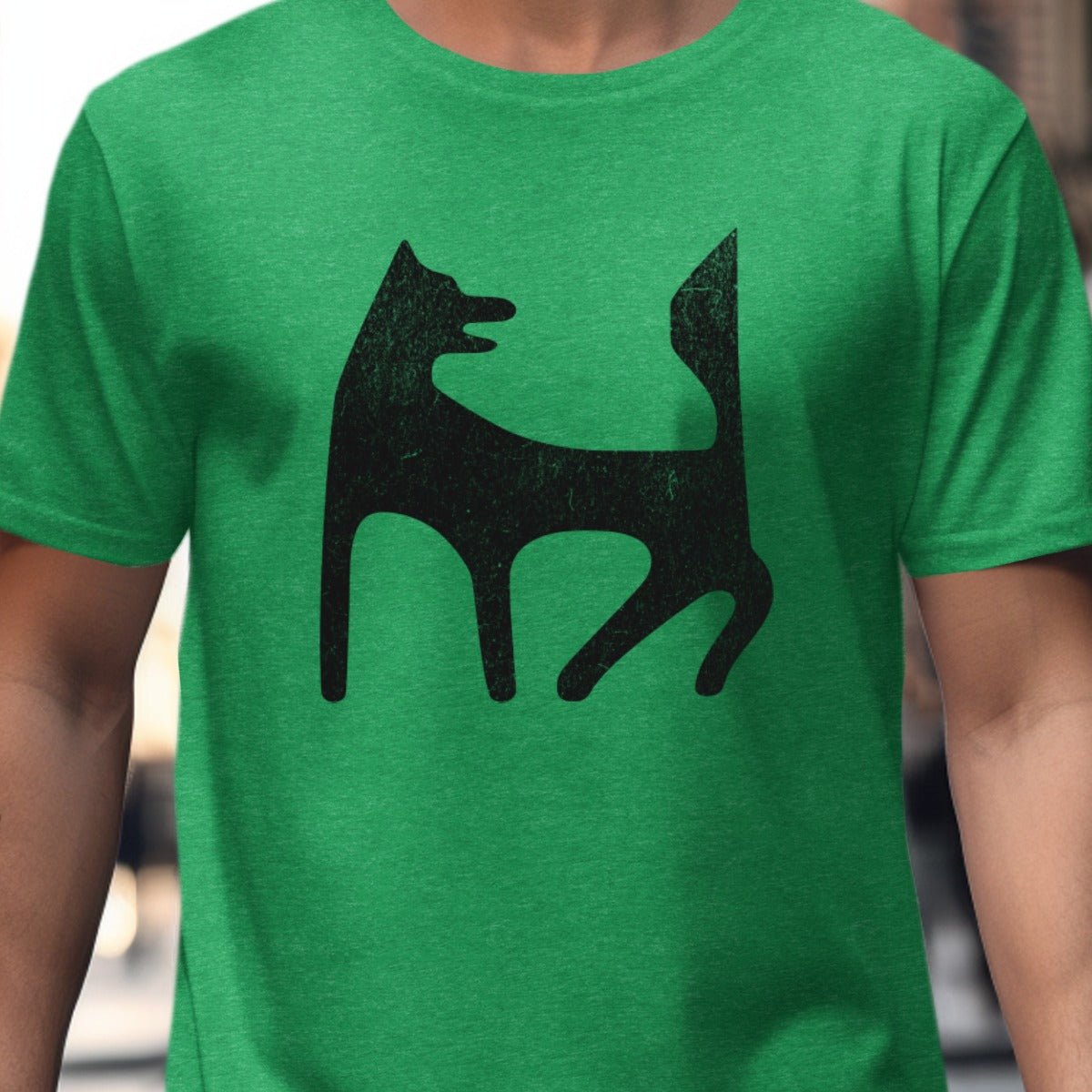 Stylish Green T-Shirt with Bold Black Dog Design product type