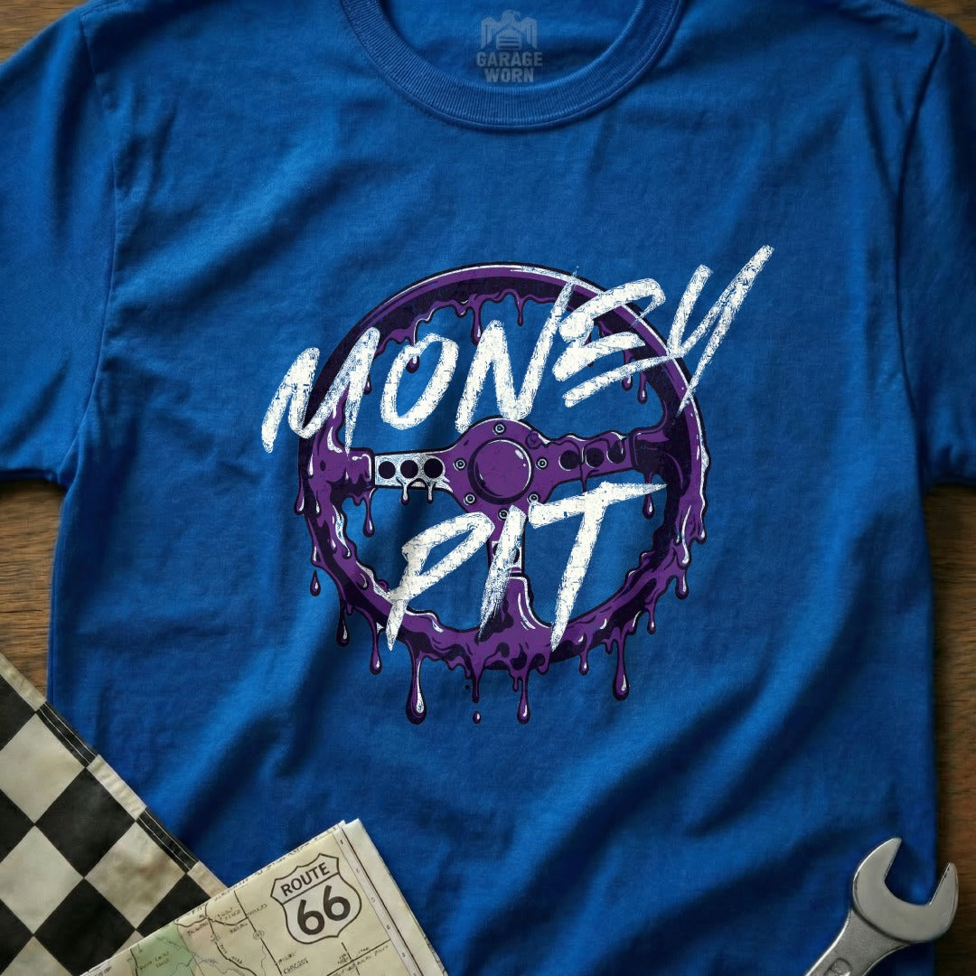 Money Pit dripping steering wheel design t-shirt