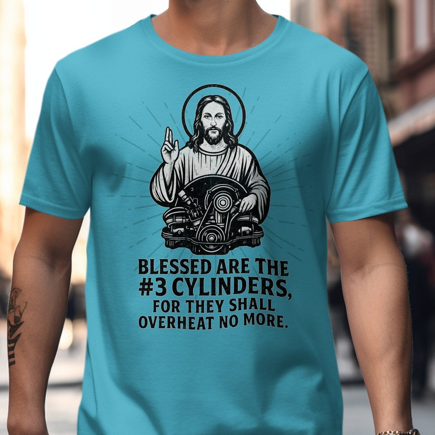 Blessed Three Cylinder Engine Graphic T-Shirt product type