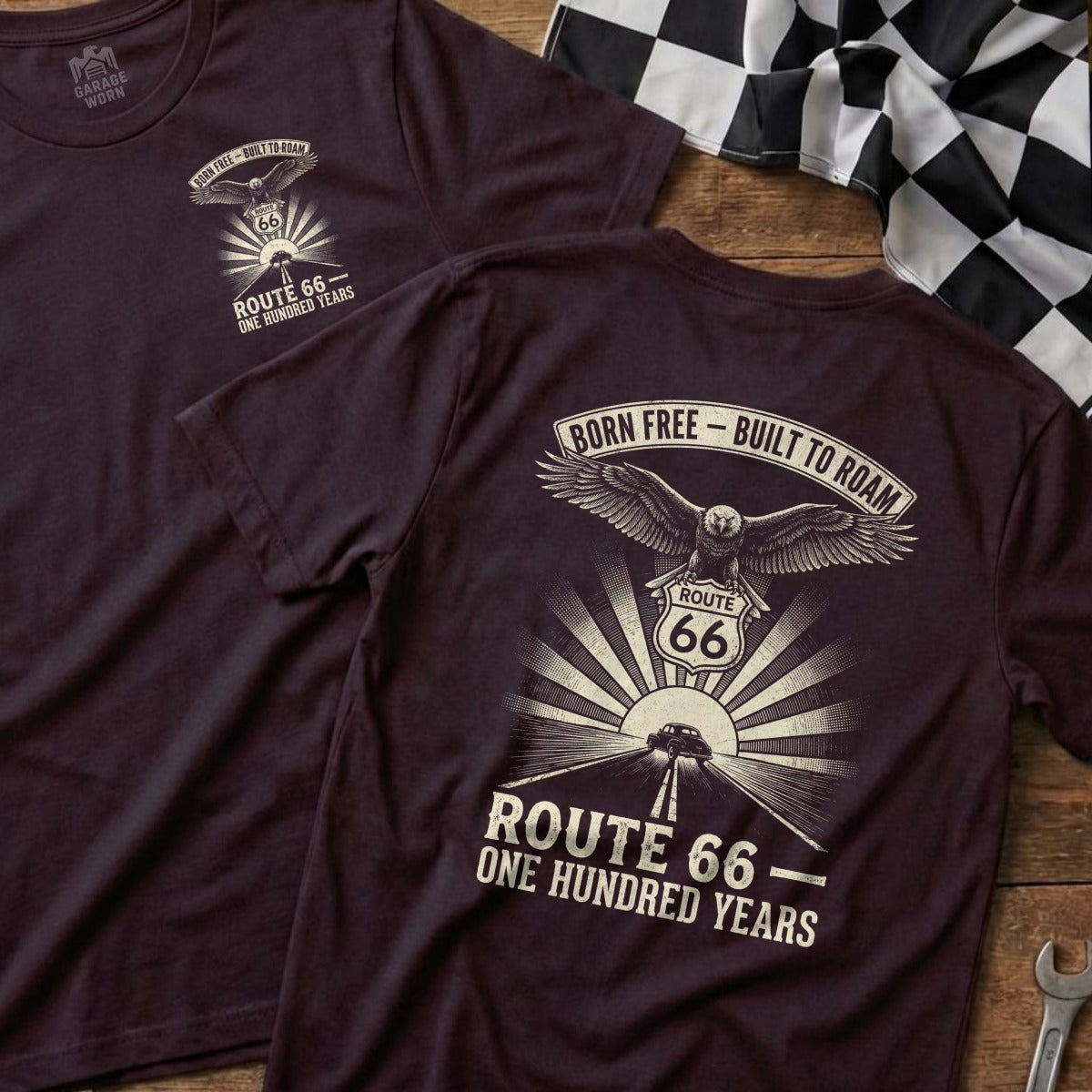 Born Free Built to Roam Route 66 One Hundred Years t-shirt