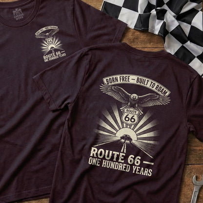 Born Free Built to Roam Route 66 One Hundred Years t-shirt
