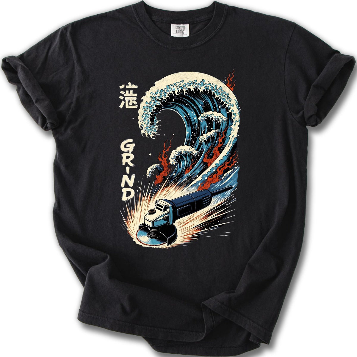 High-Quality 'Grind' Japanese Wave Graphic Shirt