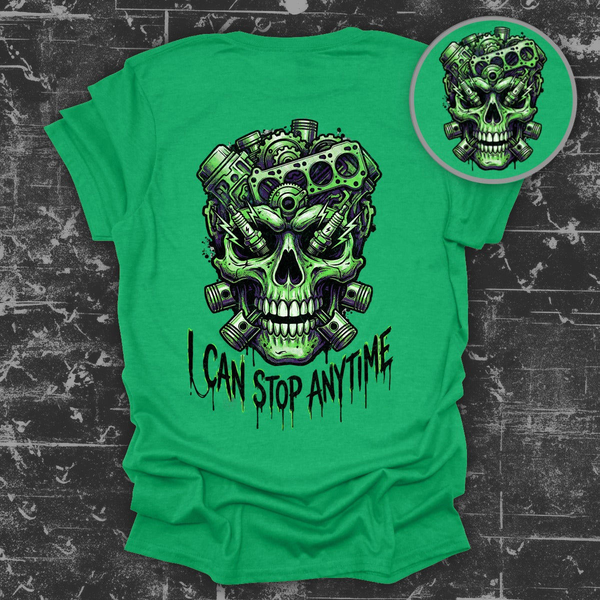 Skull Engine Design Graphic Tee Shirt