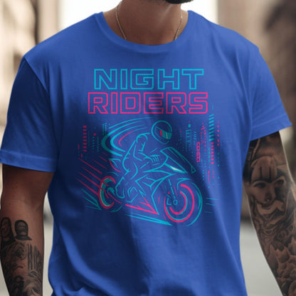 Night Riders Motorcycle Graphic Blue Shirt product type