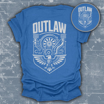 Outlaw Blue T-Shirt with Bold Graphic Design Shirt