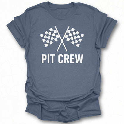 Pit Crew Racing Checkered Flags Graphic Tee