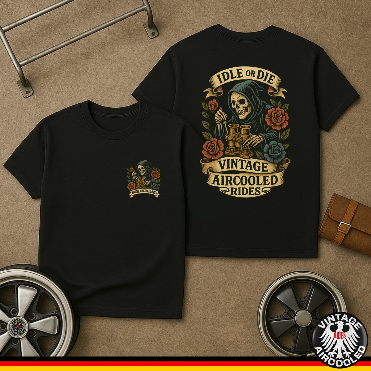 Vintage Aircooled Rides Idle Or Die T-Shirt product type