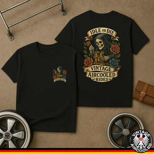 Vintage Aircooled Rides Idle Or Die T-Shirt product type
