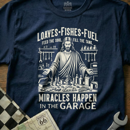 Loaves Fishes Fuel Miracles Happen In The Garage product type