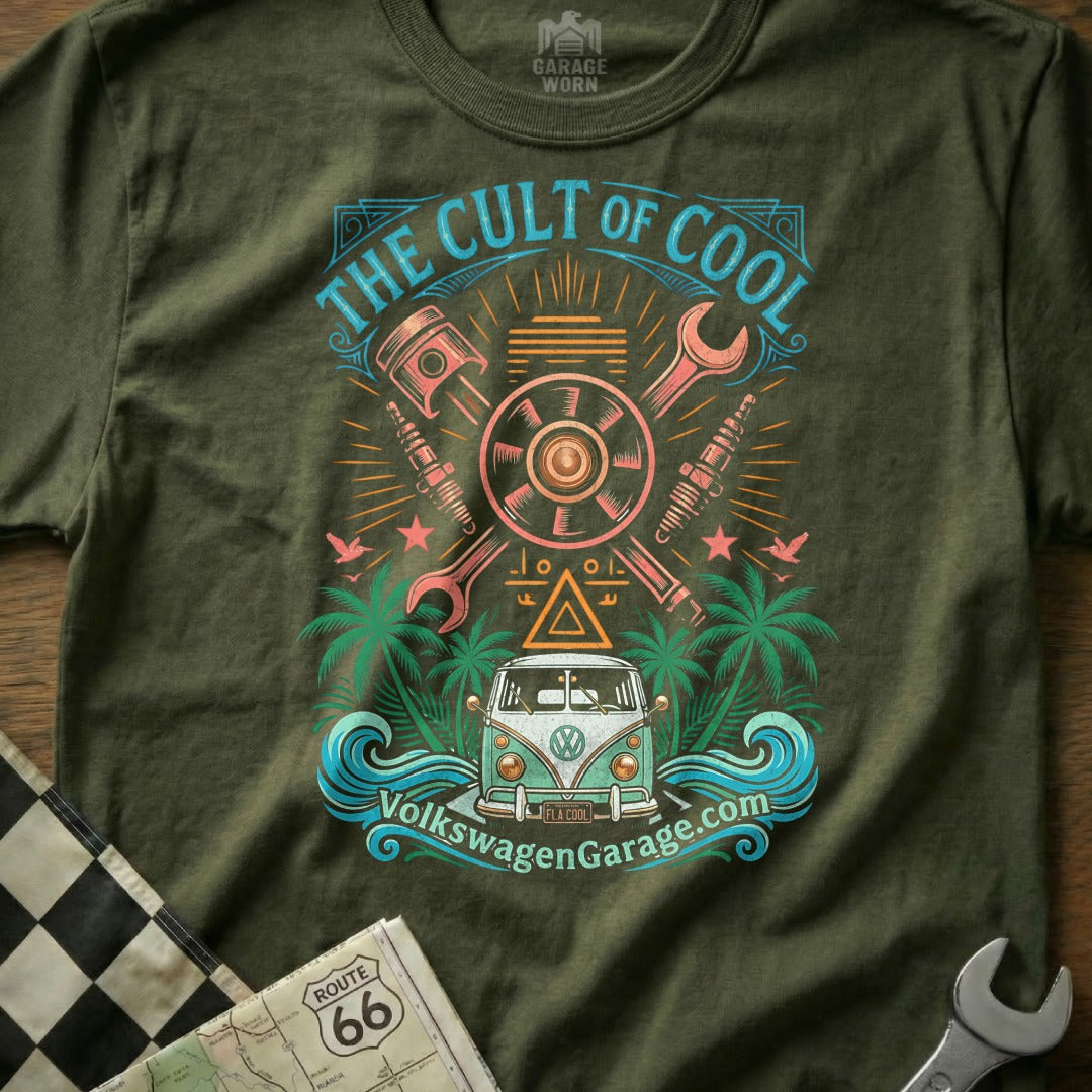 The Cult of Cool Volkswagen van graphic t-shirt.