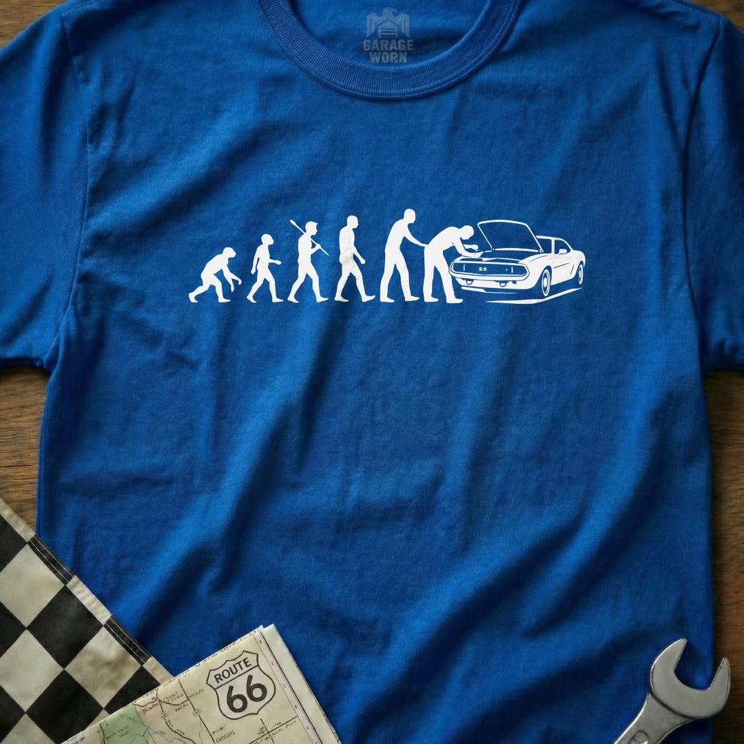 Evolution of Man Car Repair Graphic Teeshirt